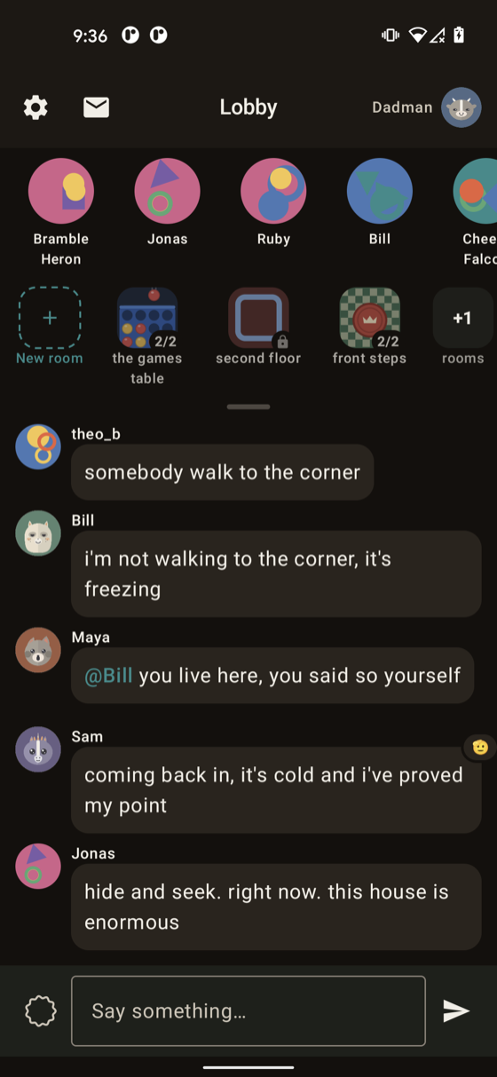 The same lobby on an Android phone